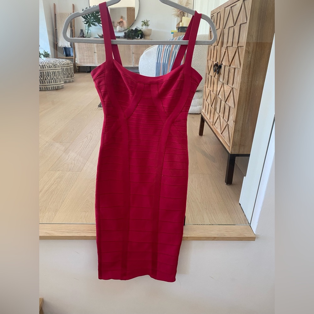Lipstick Red Herve Leger XS bandage dress